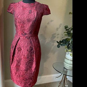 Carmen Marc Valvo Sz 2 Brocade Red Dress